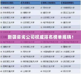 新疆咨询公司权威排名榜单揭晓!