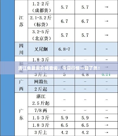 清江鱼最新价格查询，今日行情一目了然！