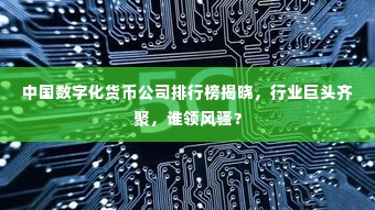 中国数字化货币公司排行榜揭晓，行业巨头齐聚，谁领风骚？