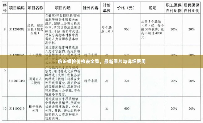 临沂婚检价格表全览,最新图片与详细费用
