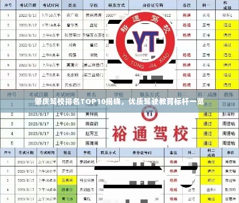 肇庆驾校排名TOP10揭晓,优质驾驶教育标杆一览