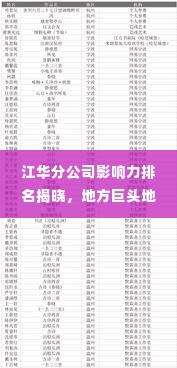 江华分公司影响力排名揭晓，地方巨头地位揭秘！