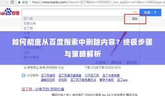 如何彻底从百度搜索中删除内容?终极步骤与策略解析