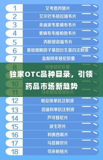 独家OTC品种目录,引领药品市场新趋势