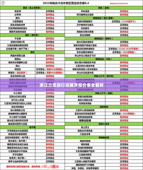 浙江三亚旅行攻略及报价表全解析