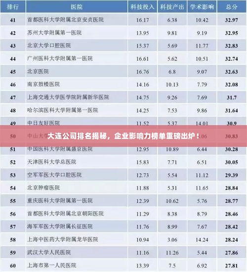 大连公司排名揭秘,企业影响力榜单重磅出炉!