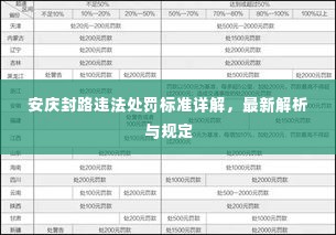 安庆封路违法处罚标准详解，最新解析与规定